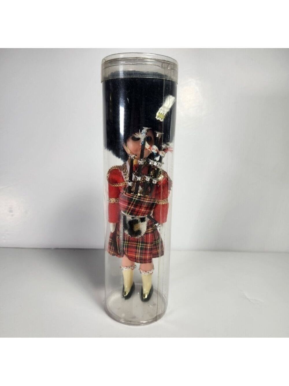 Vintage Scottish Piper Doll Hard Plastic 8.5" Tall Sleeper Eyes Poseable Arms